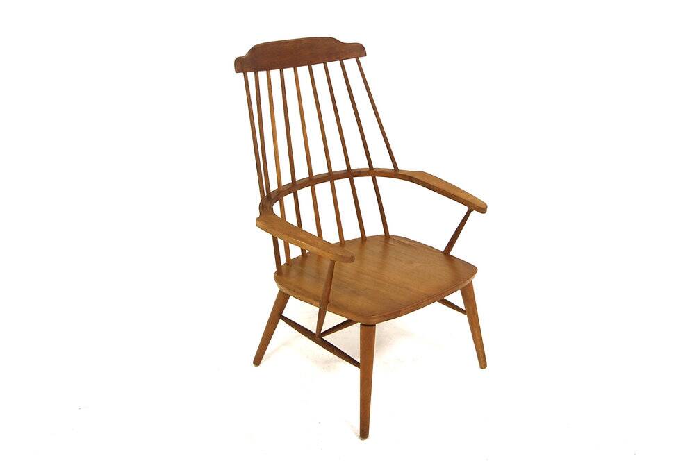 Scandinavian "Pinnstol" armchair in oak, Sweden, 1960