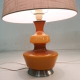 Set of two mid-century yellow glass table lights, Belgium 1960's