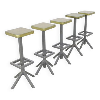 5 vintage industrial design bar stools, 1970s