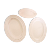 Set de 3 plats de service ovales, en céramique rose, art déco, 1930, Céranord st Amand