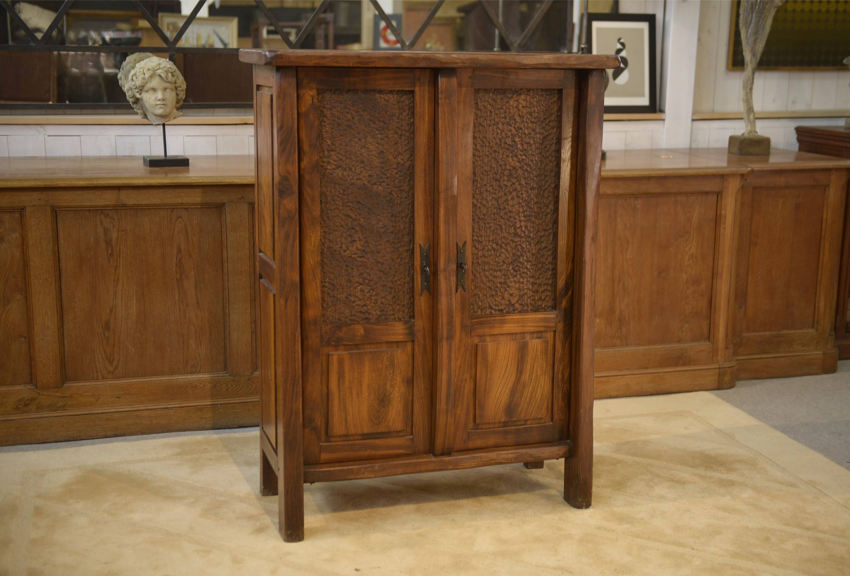 Brutalist Aranjou wardrobe in elm 1960s