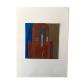 Oeuvre Abstraite Collage Beige Bleu