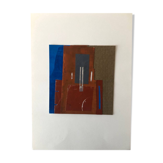 Abstract Artwork Collage Beige Blue