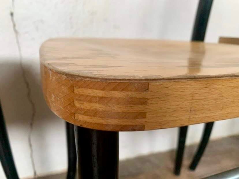 Series Set of 6 vintage bistro chairs in curved wood