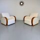 2 antique Art Deco club chairs from the 1930s, bentwood frame, bouclé fabric