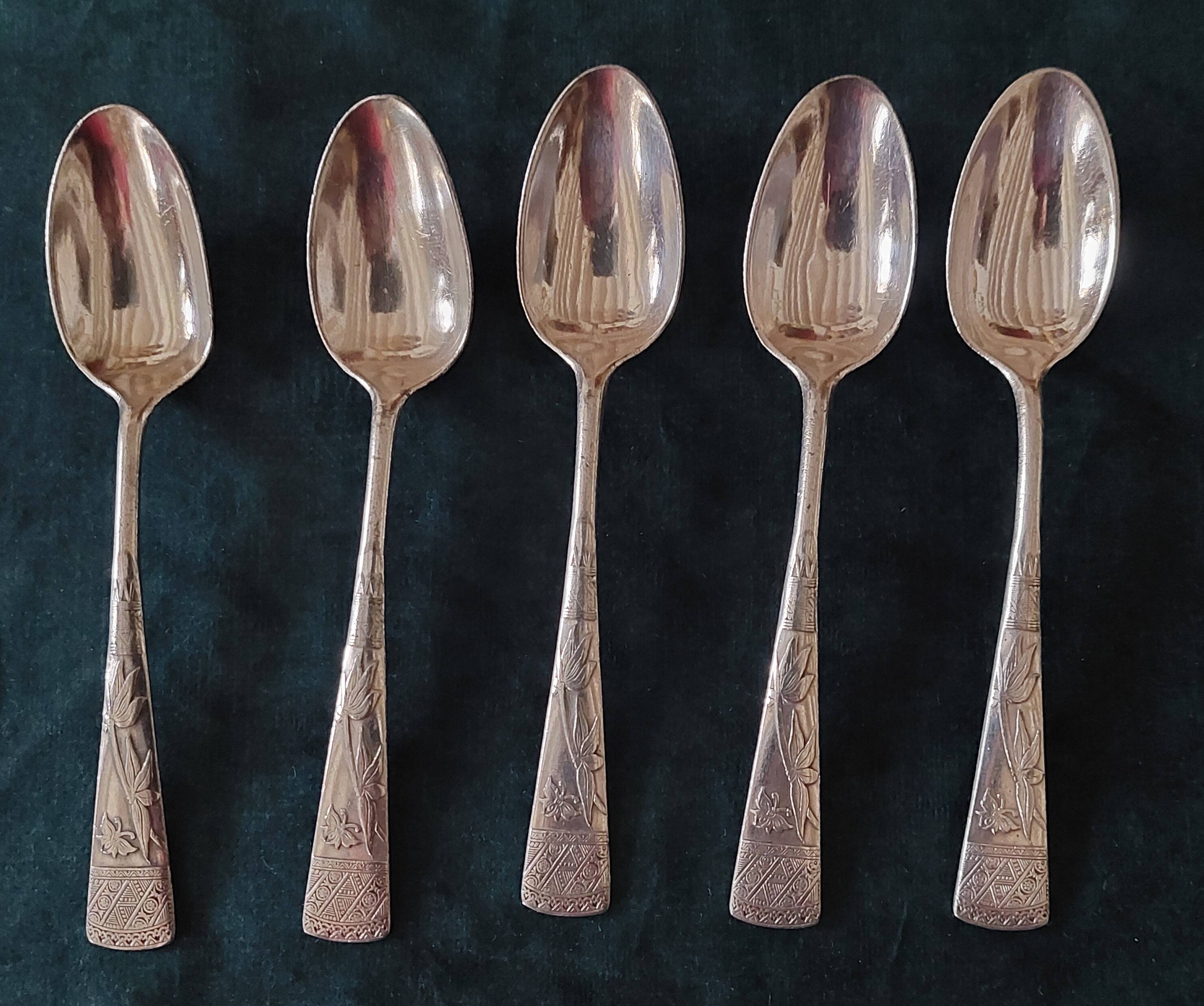 Silver-plated metal spoons, Argonid Booth & Haydens, 1879