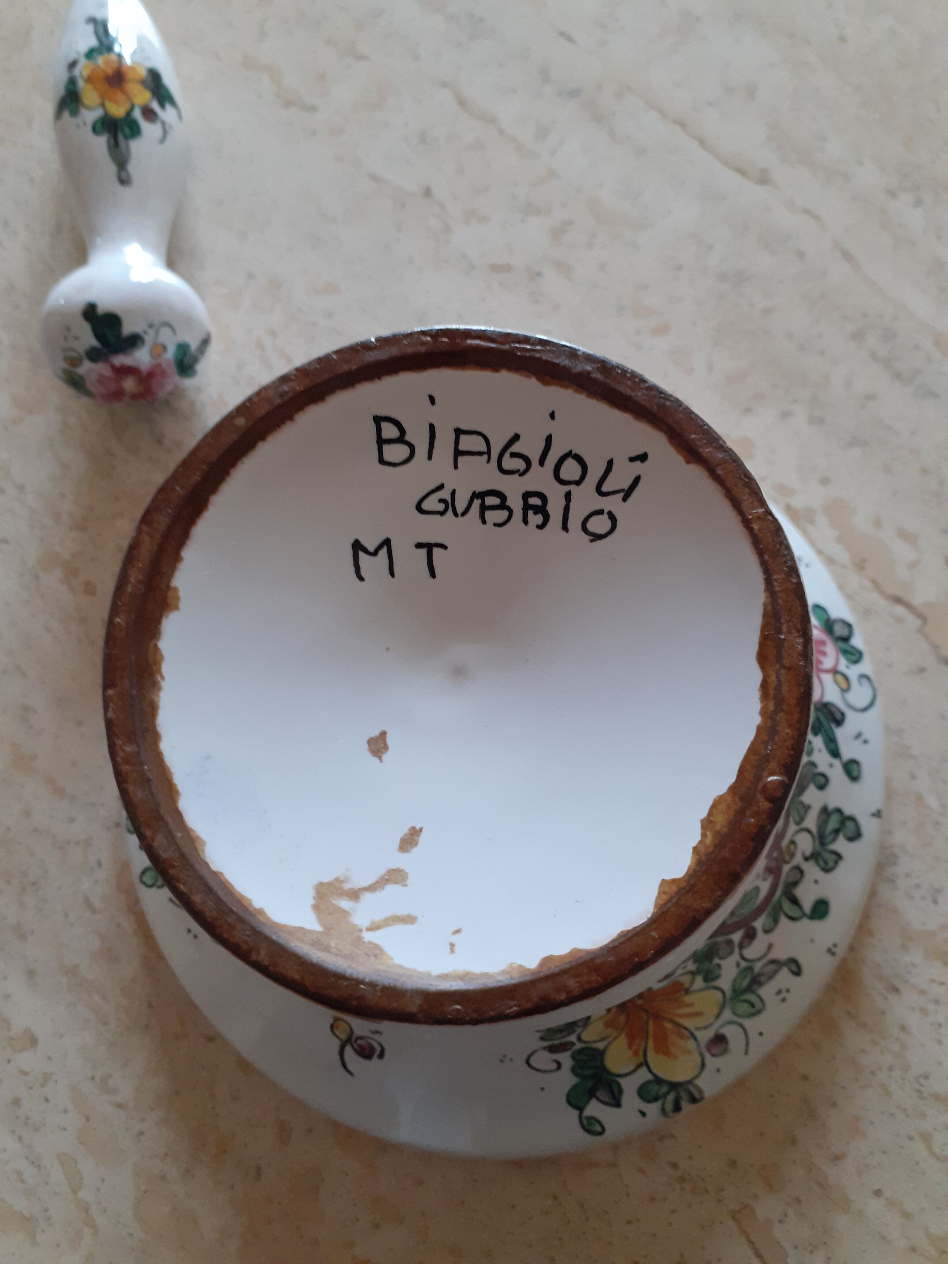 Italian earthenware mortar bowl Biagioli Gubblo