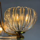 Venetian chandelier in colourless Murano glass and brass, circa 1940.