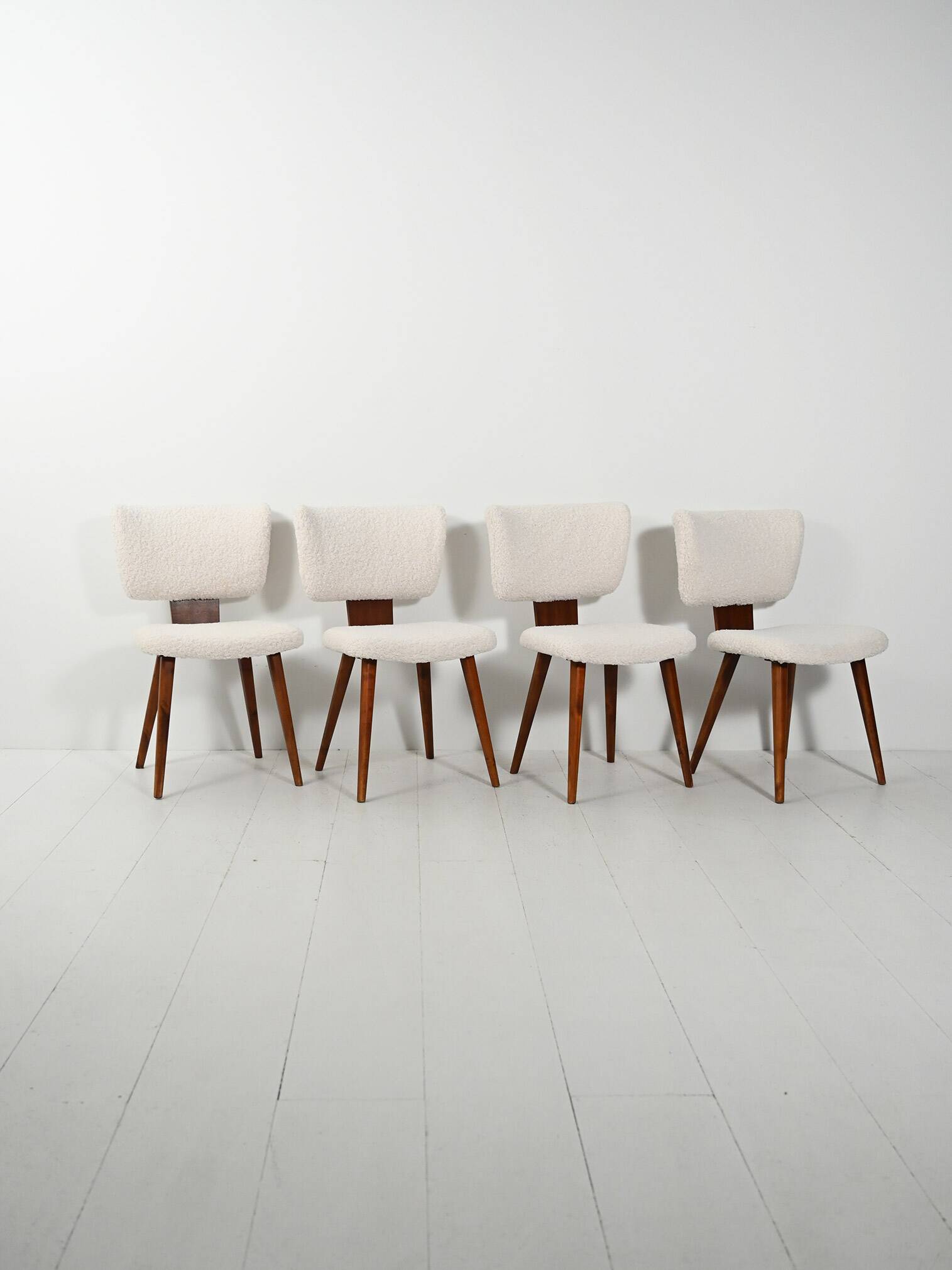 Set of Four Scandinavian Chairs in Bouclé wool