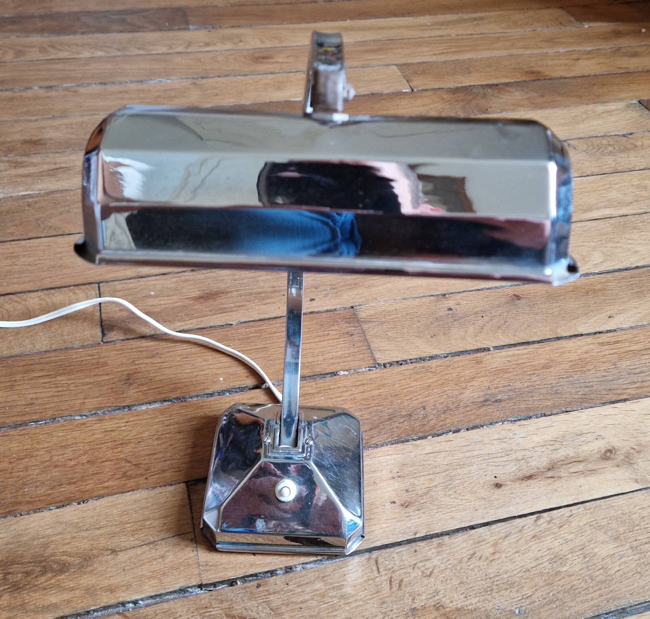 Pirouette art deco desk lamp, 1930s, chrome-plated metal