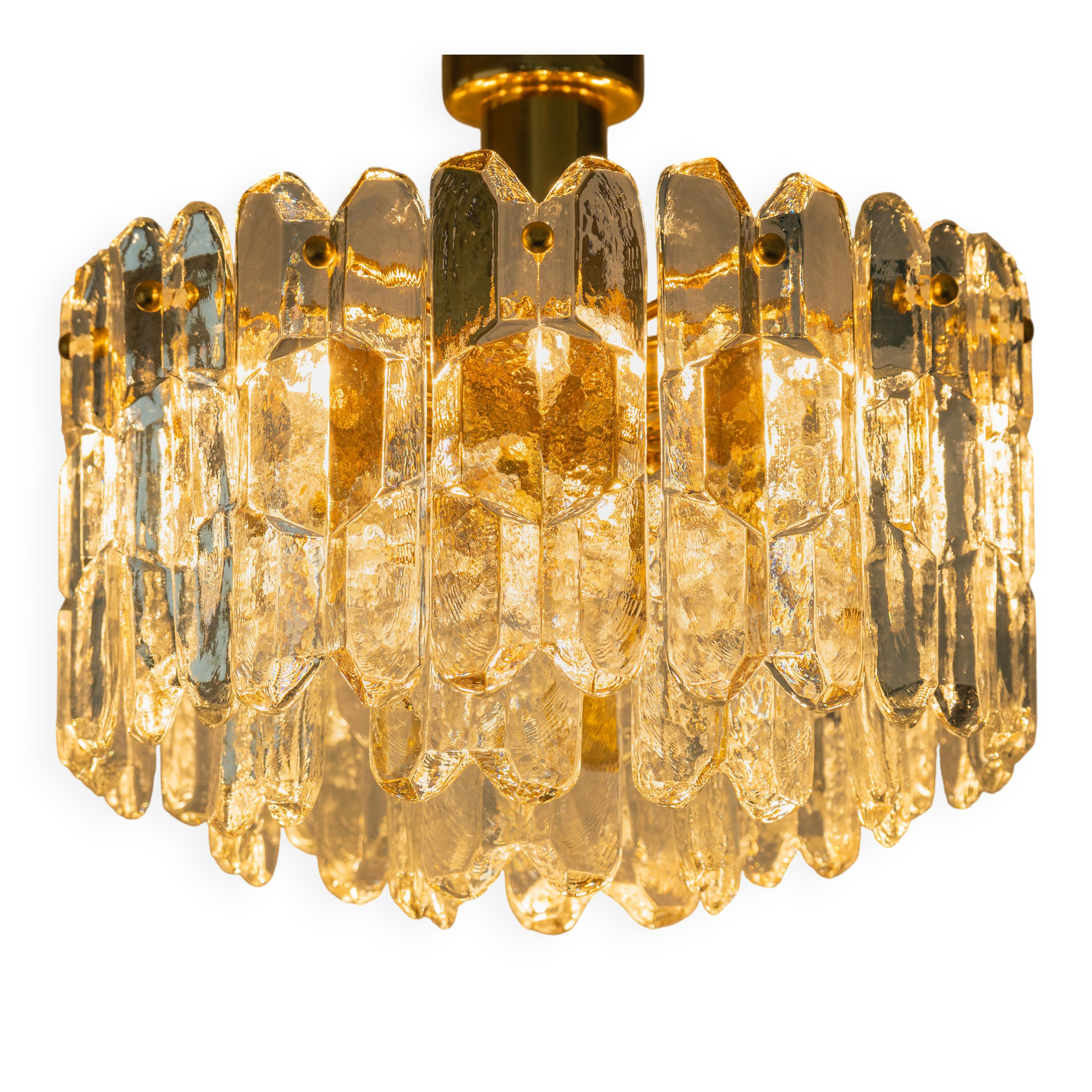 Murano glass light fixture in brass Palazzo, Kalmar, Austria, 1970s