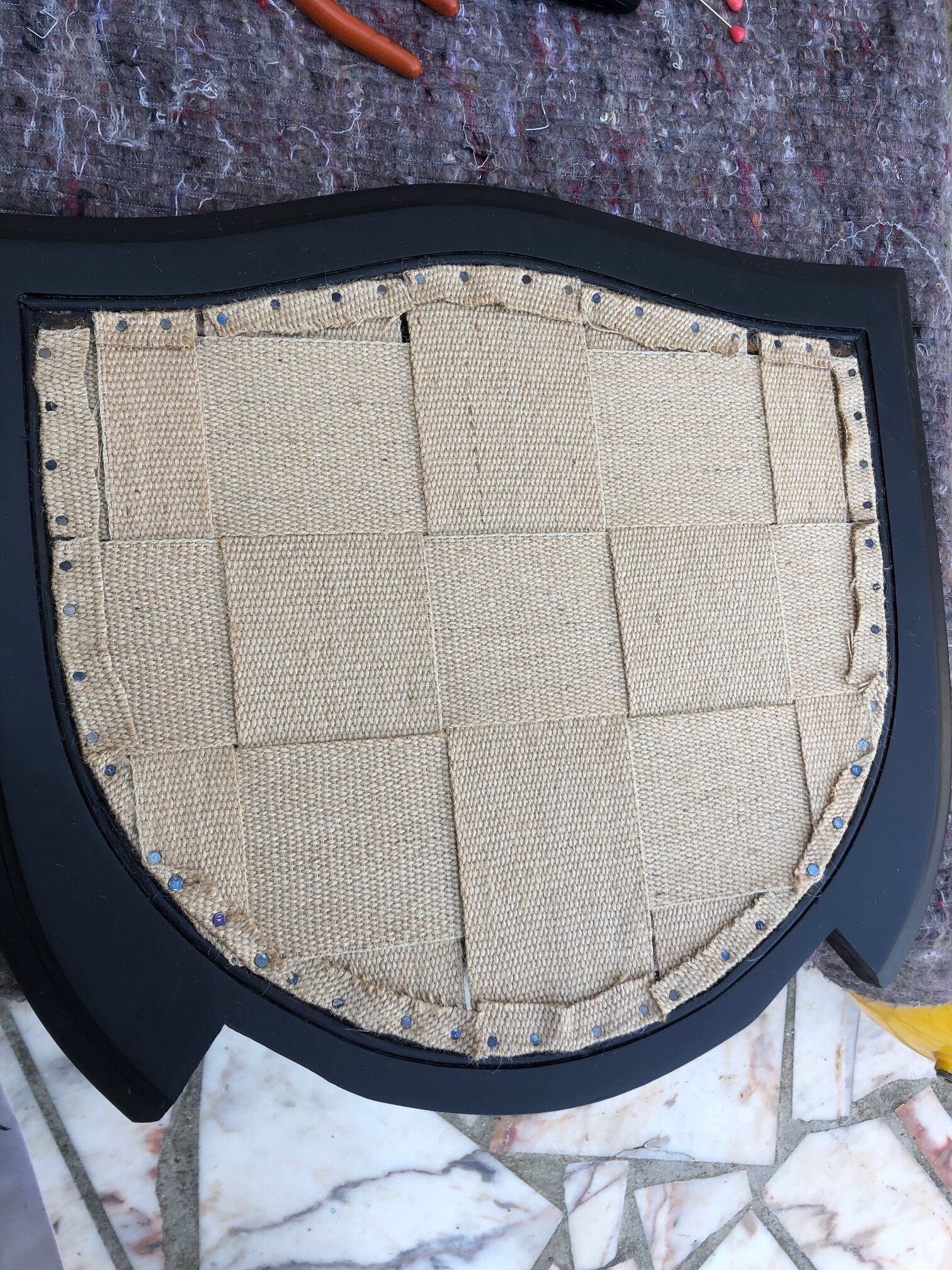 Chair wood medallion canned back