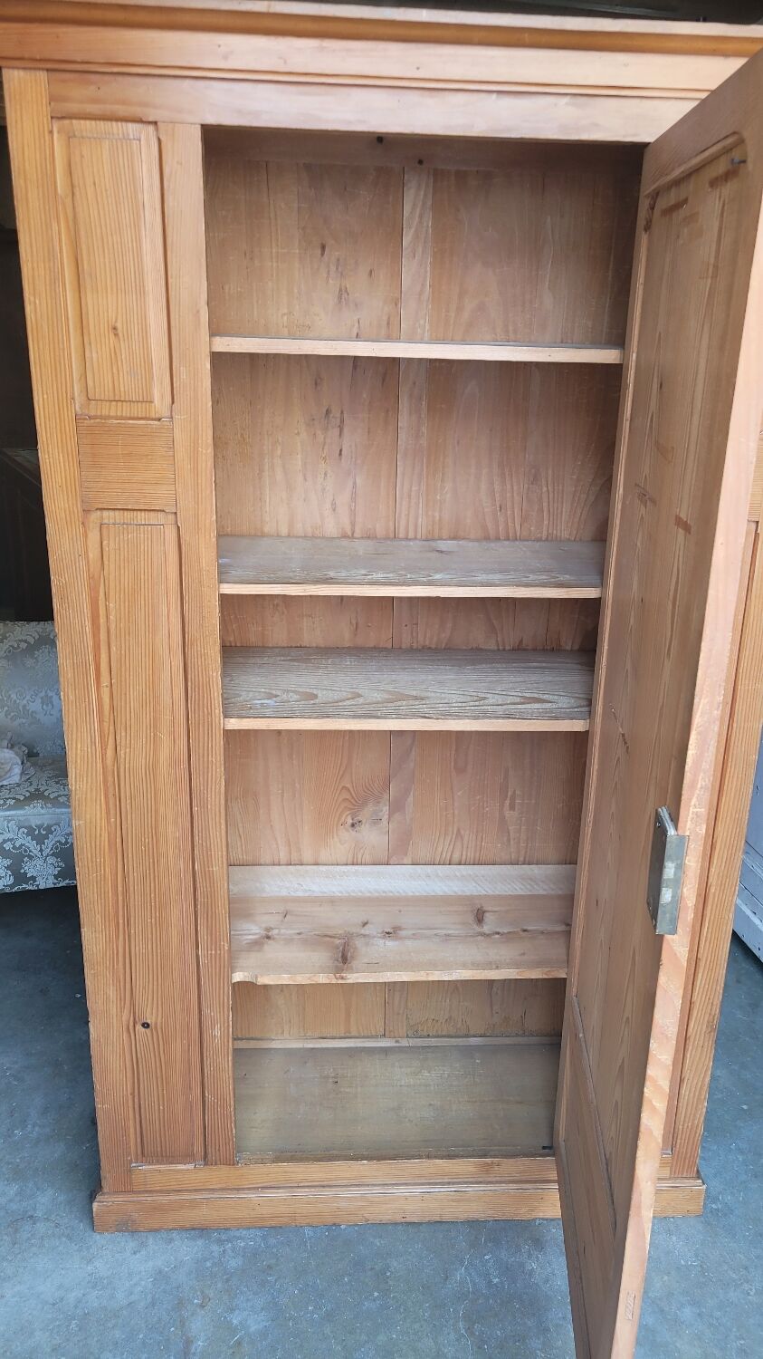 Parisian wardrobe in vintage pine old manufacture 1950