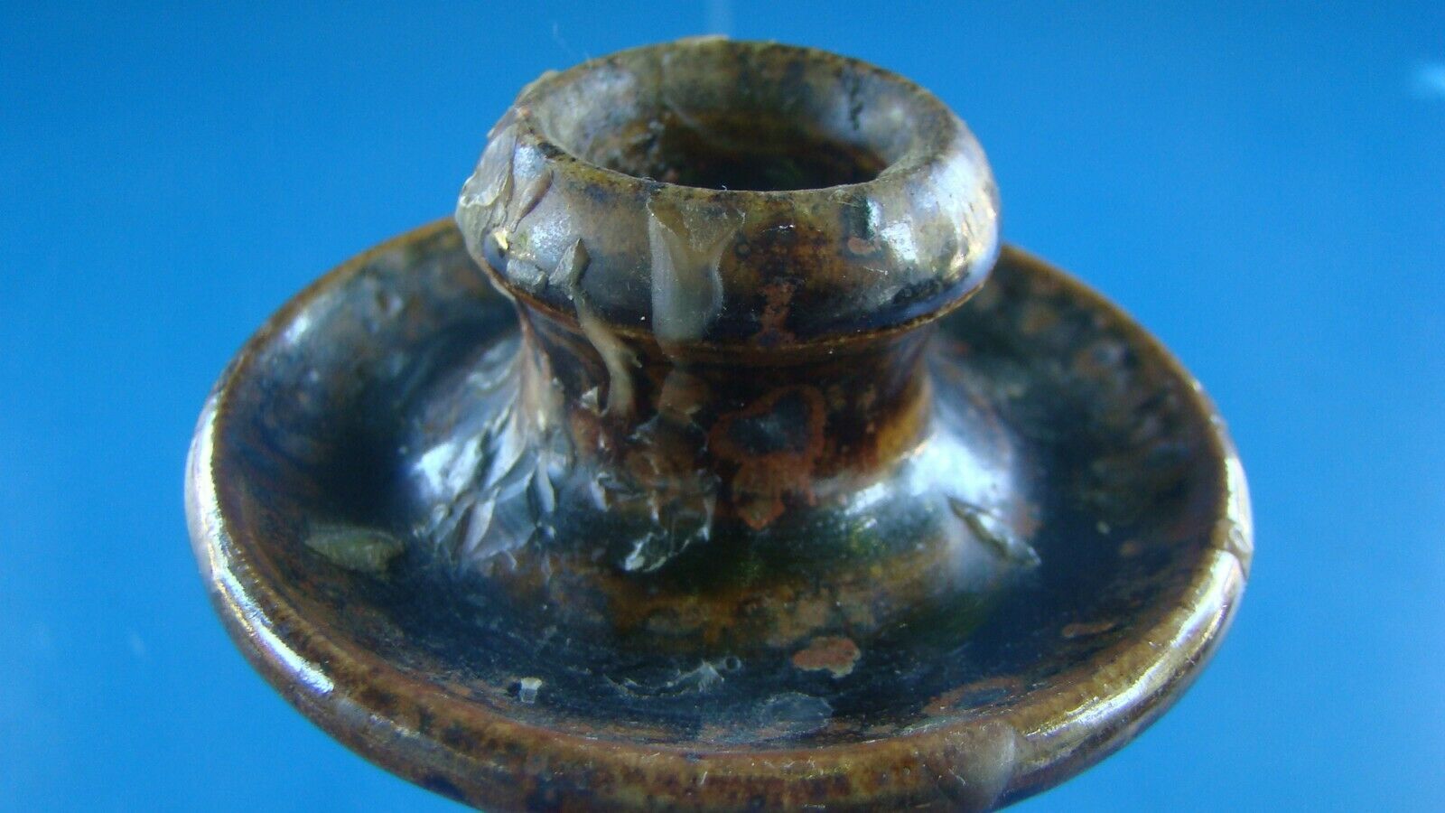 Pair of corsican sandstone candlesticks varnished Truchon Oletta stamped