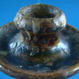 Pair of corsican sandstone candlesticks varnished Truchon Oletta stamped