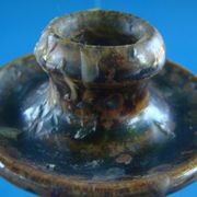 Pair of corsican sandstone candlesticks varnished Truchon Oletta stamped