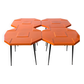 Set of 4 orange fibreglass tables from the 70s space age.