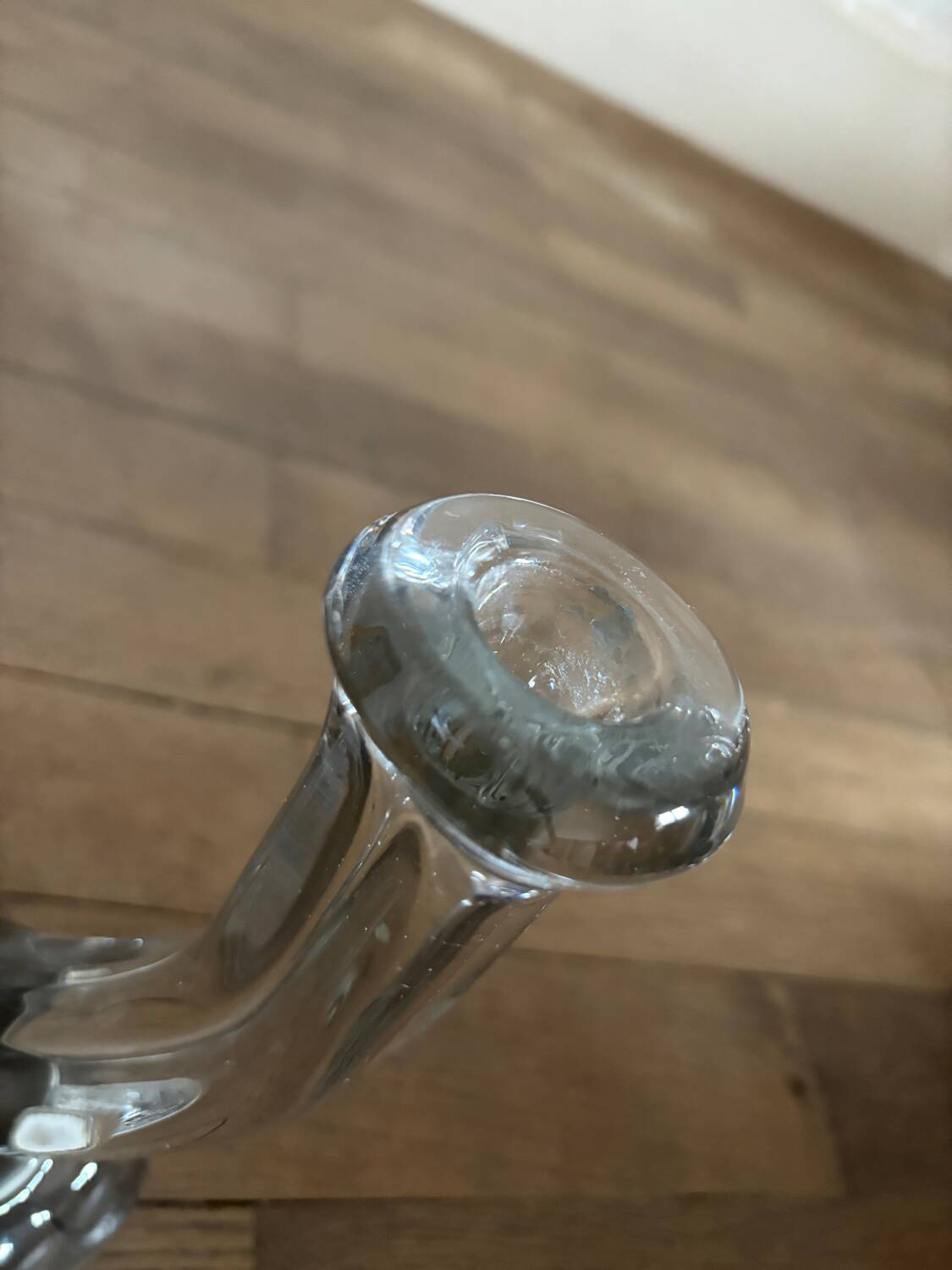 Vintage crystal glass candlestick with two branches.