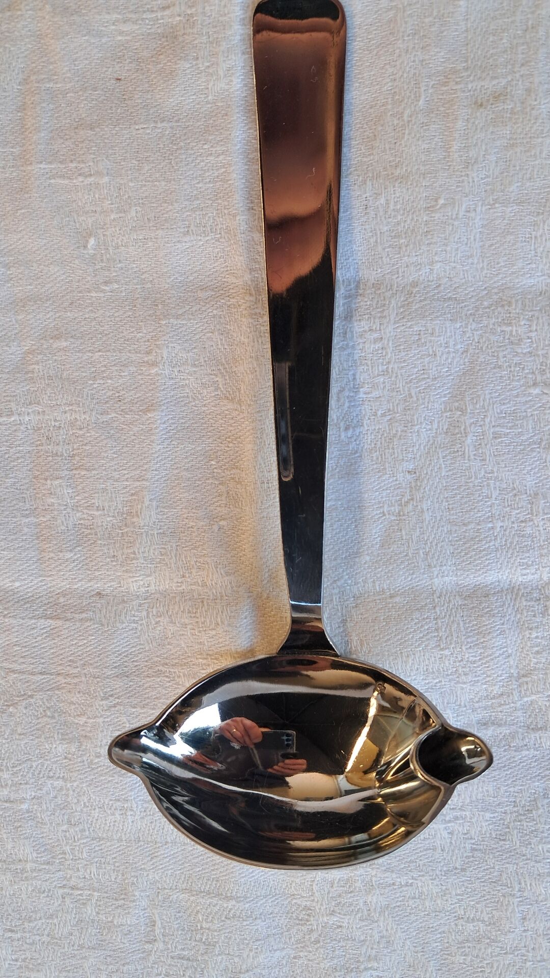 Old sauce spoon, fat and lean, Boulenger, silver-plated metal.