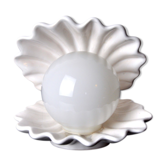 Shell lamp, ceramic and opaline, France, 1970