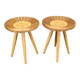 Pair of uluv rattan side tables by jan kalous, 1970s