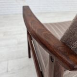 1970s, Danish highback armchair, furniture wool, teak wood, original.