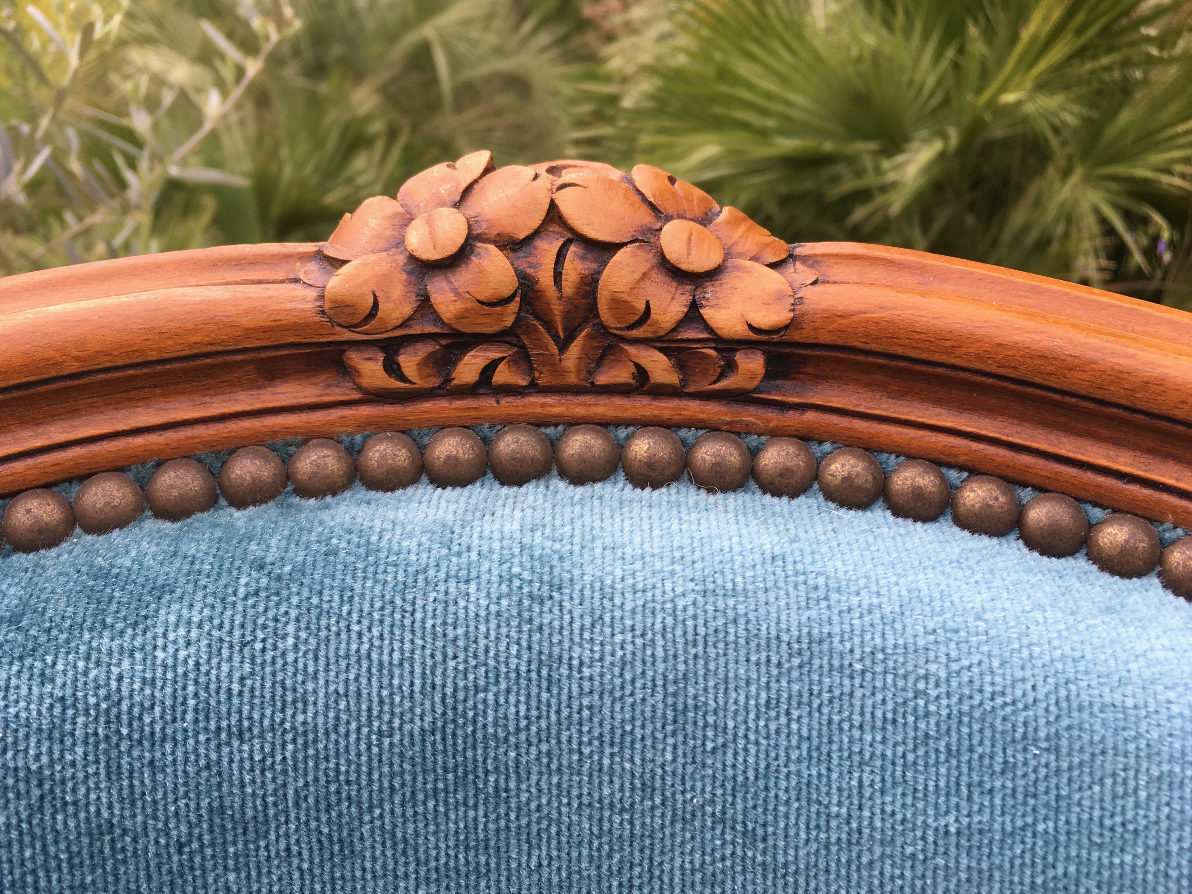 Louis XV-style basket bed and 2 convertible armchairs