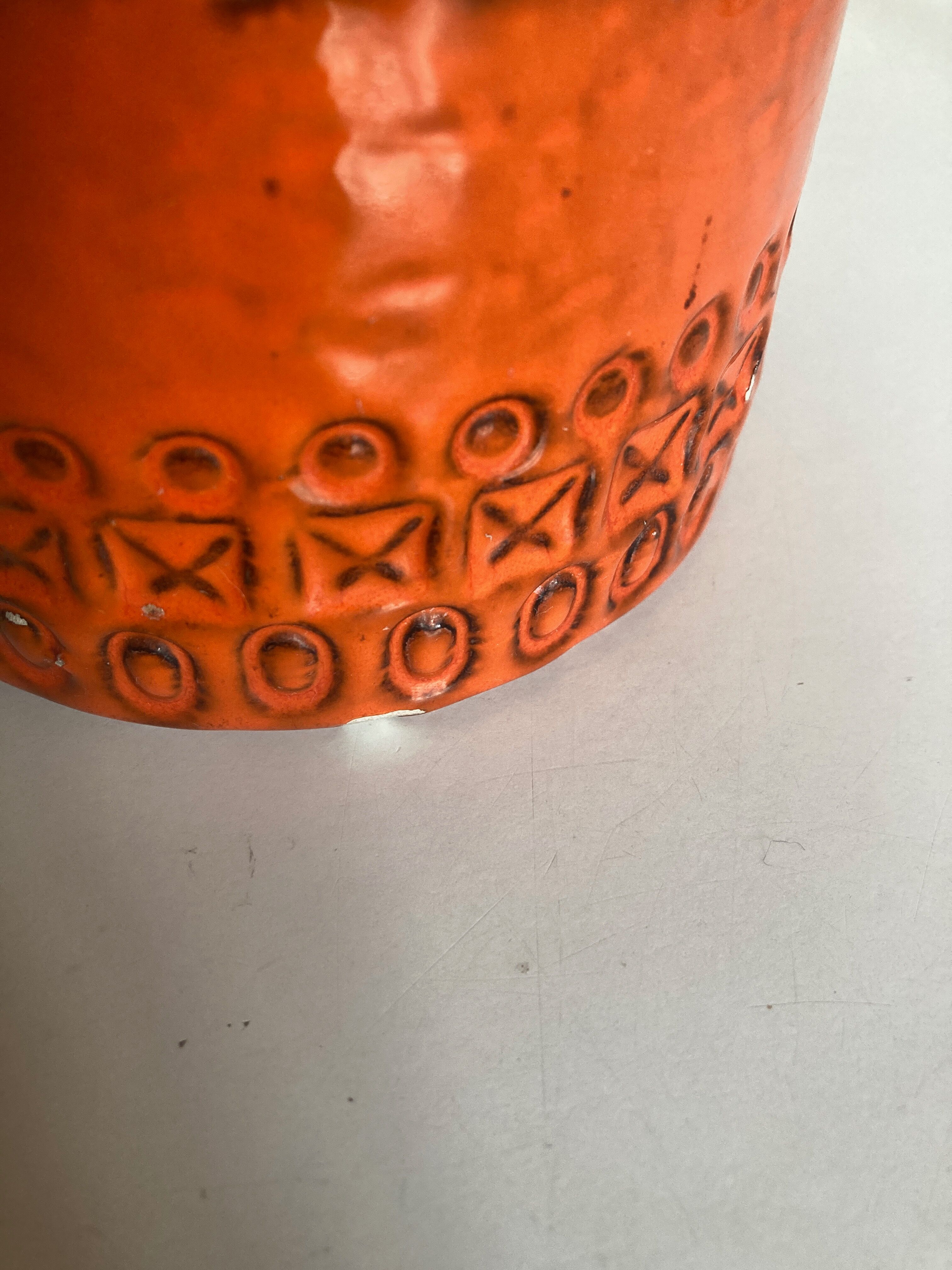 Bitossi Ceramiche orange pitcher vase by Aldo Londi Italian design