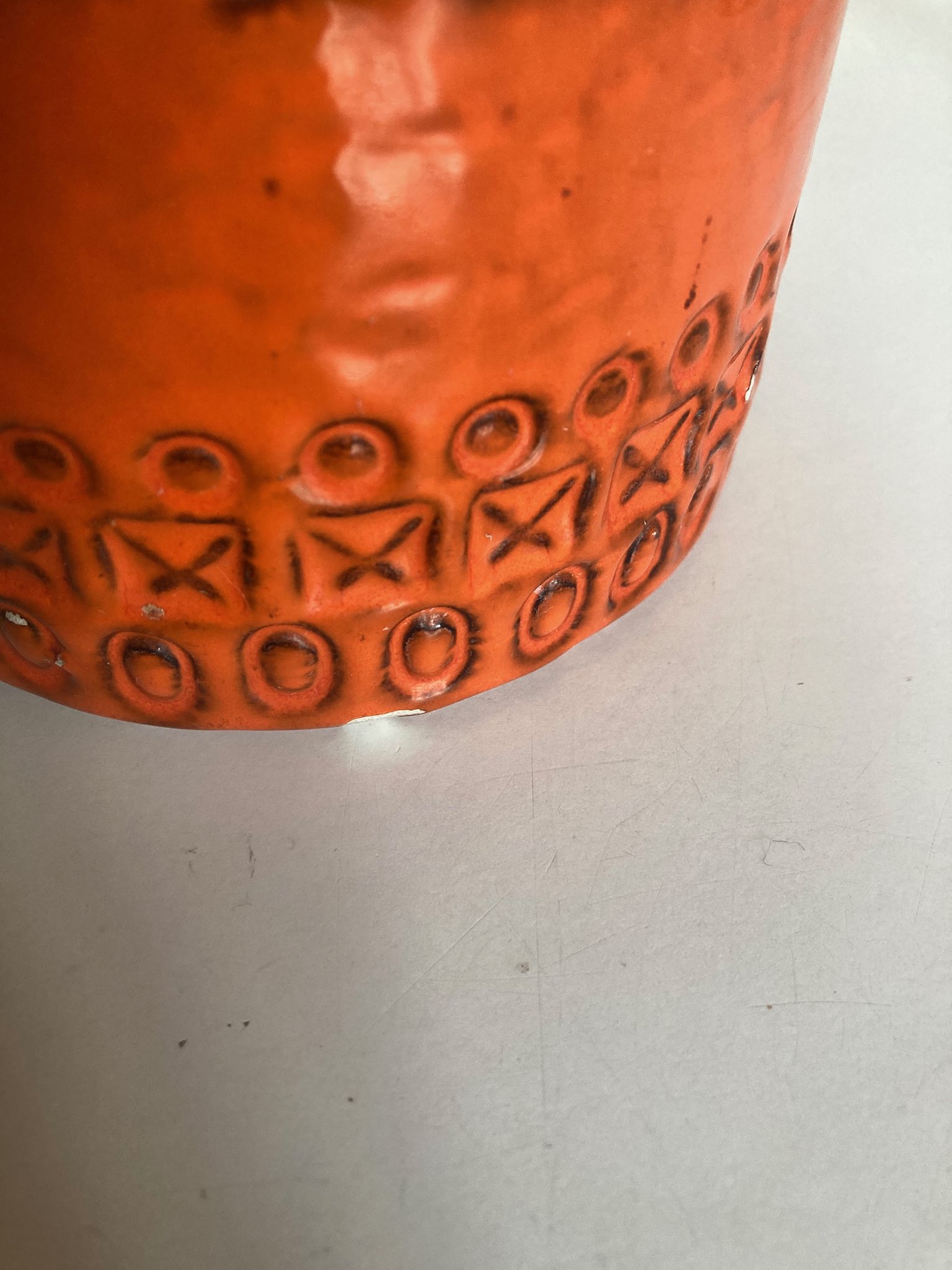 Bitossi Ceramiche orange pitcher vase by Aldo Londi Italian design