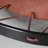1950s dutch design coffee table with leather magazine rack