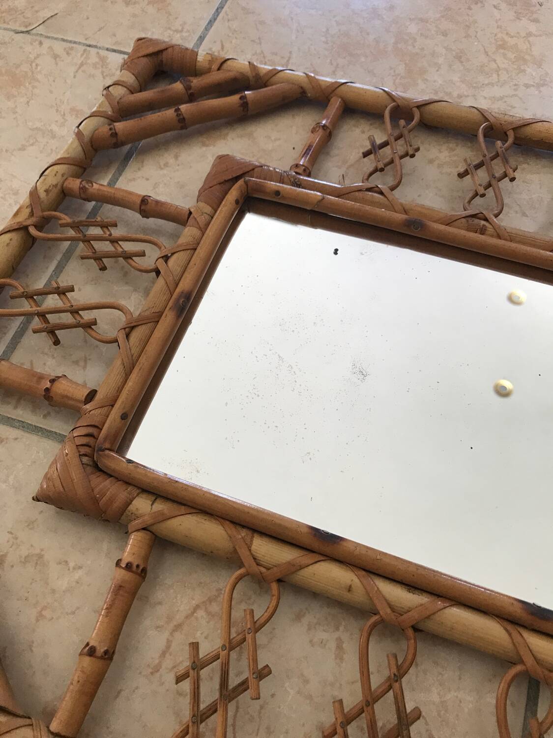 Bamboo rattan mirror design 1960 Chinoiserie