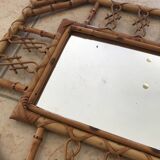 Miroir en rotin bambou design 1960 chinoiserie