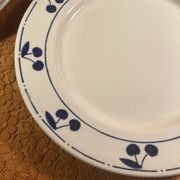 13 plates Longchamp pottery cobalt blue cherries