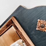 Wooden and black mirror