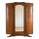 Antique 3-door Art Deco wardrobe in solid wood with mirror