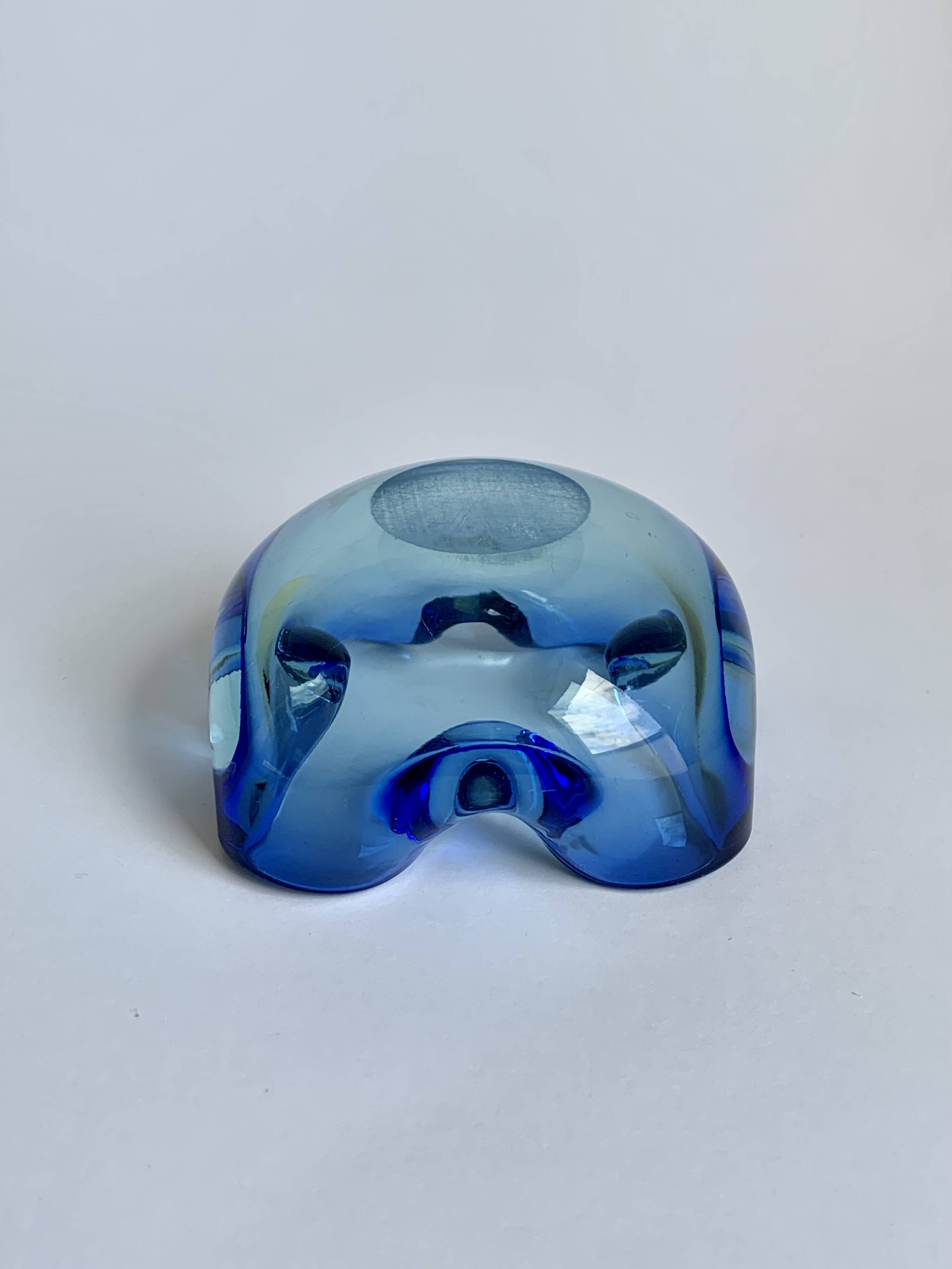 Murano Glass Bowl in Deep Blue and Mint Green