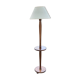 Vintage round wooden floor lamp with beige lampshade