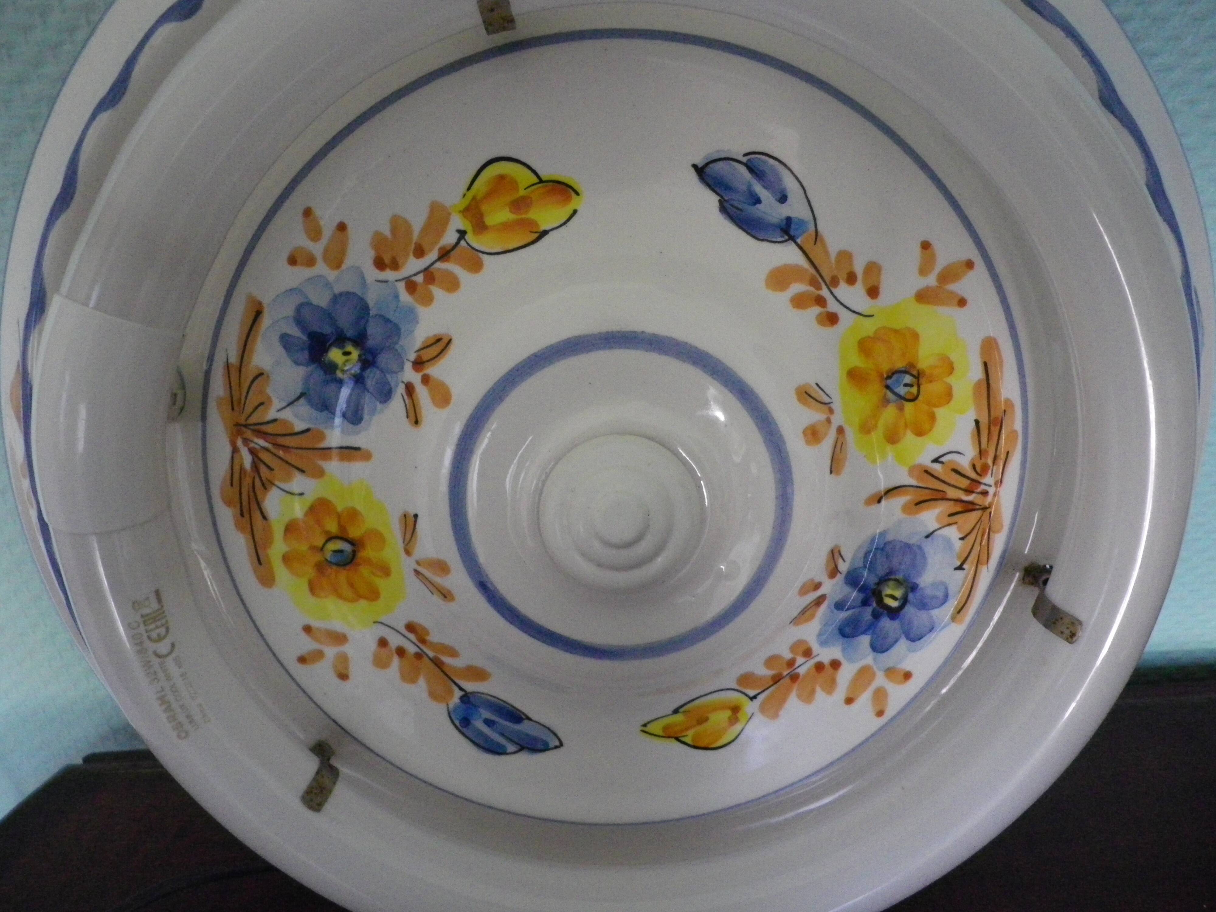 Round hand-painted ceramic ceiling light