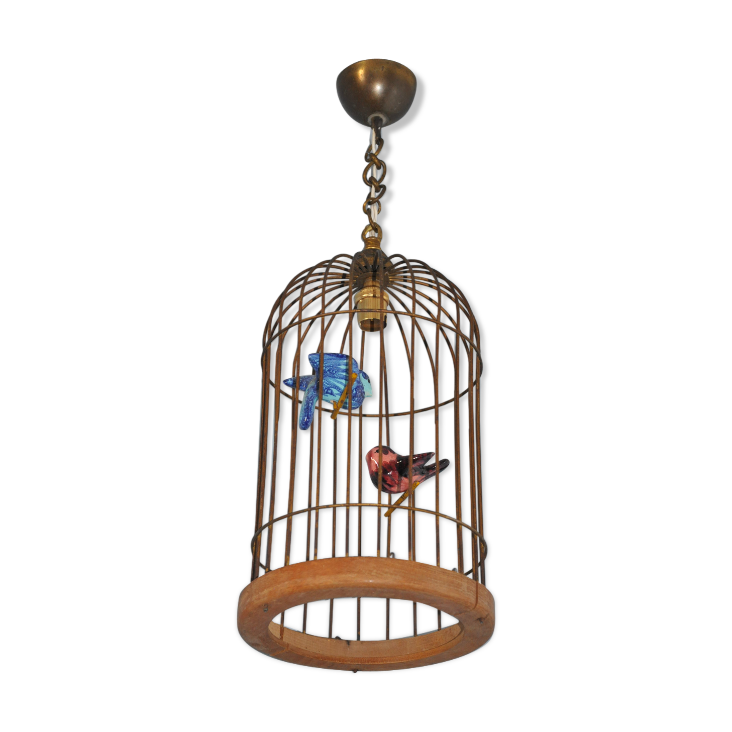 Lustre suspension cage à oiseaux vintage