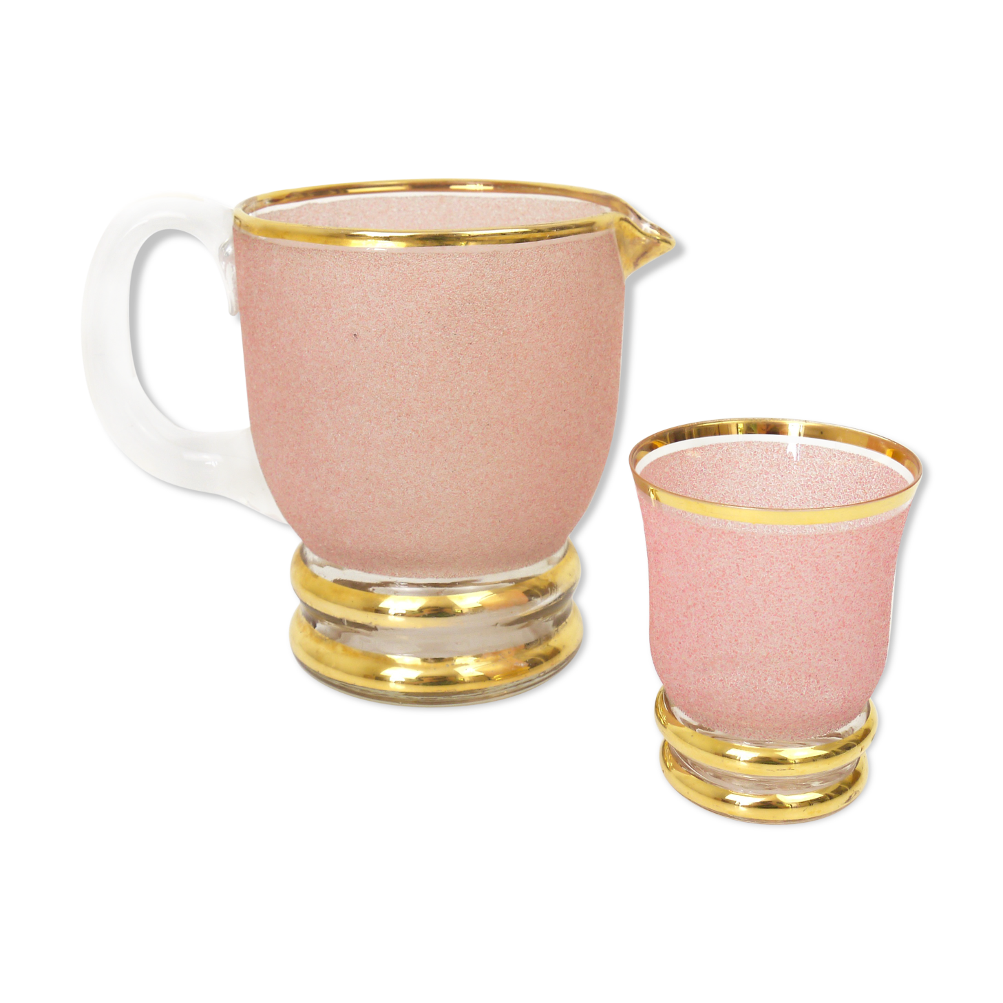 Carafe and pink granite glass