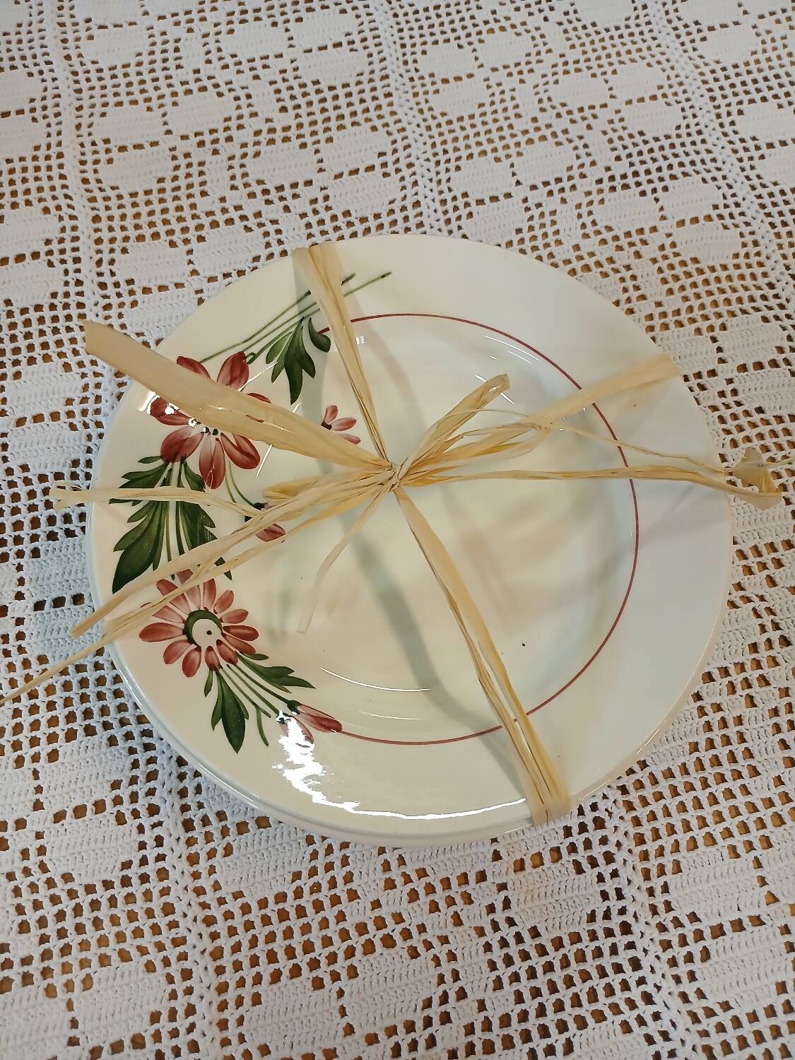 6 mismatched antique soup plates