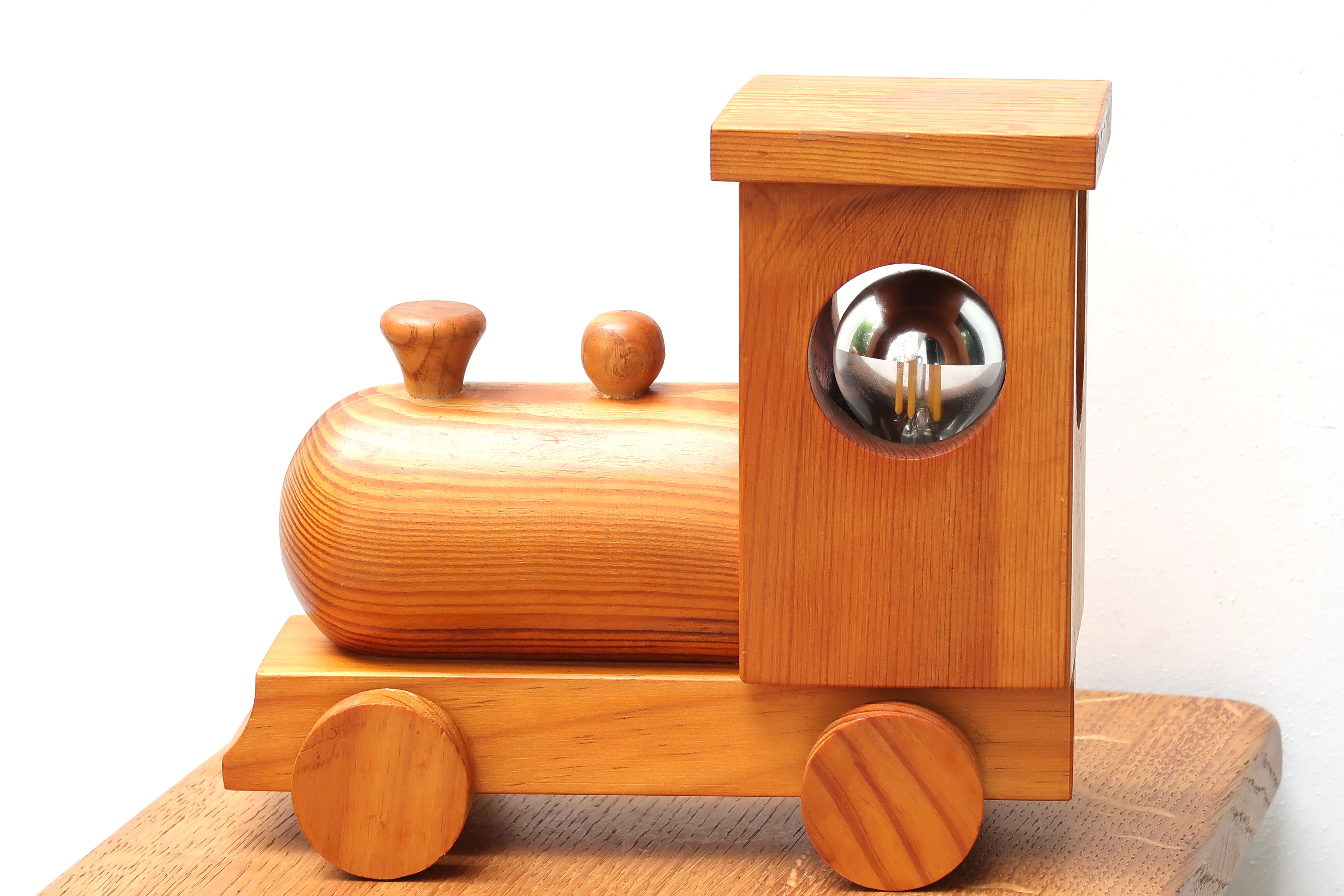 Night light train pine wood, 70s