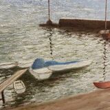 Signed painting The port of Antibes
