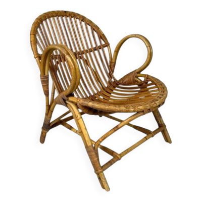 Chaise en bambou et rotin Rohe Noordwolde, années 1950