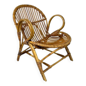 Chaise en bambou et rotin Rohe Noordwolde, années 1950