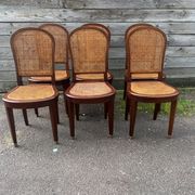 Six caned mahogany chairs, Art Deco, 20th century.