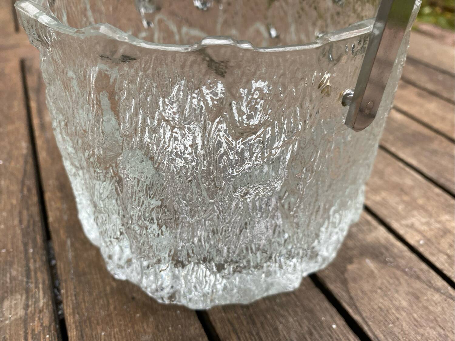 Ice bucket glass texture by Tapio Wirkkala for Iittala around 1970.