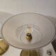 Art Deco table lamps with frosted glass shade and brass base.