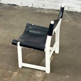 Vintage Spanish black leathe child chair