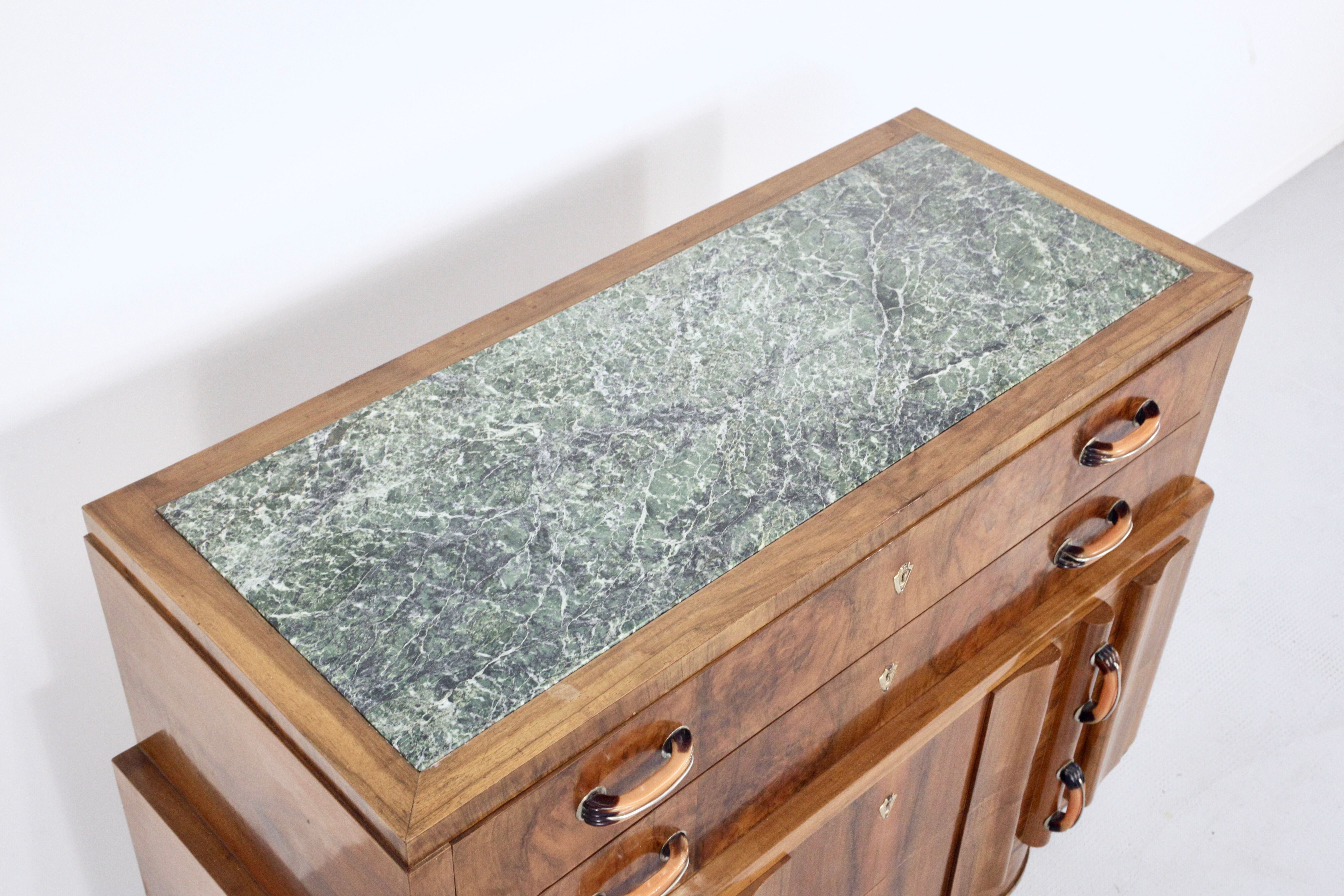 Art deco italian chest of drawers in walnut burl 1930